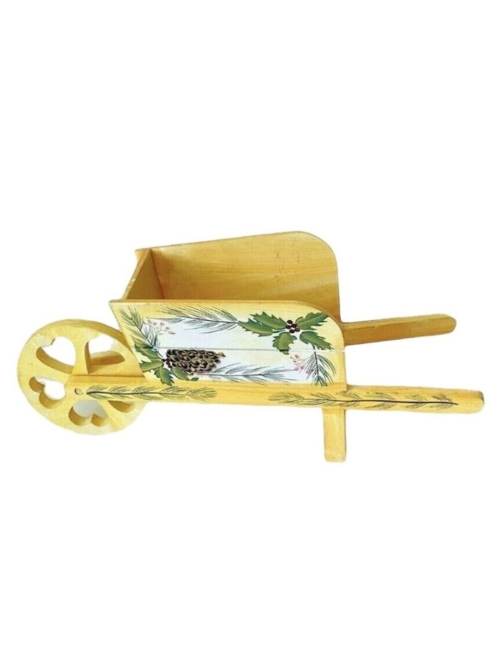 Plant Stand Wood Wheelbarrow Flower Planter Rustic Country Xmas 18" x 8" x 6"